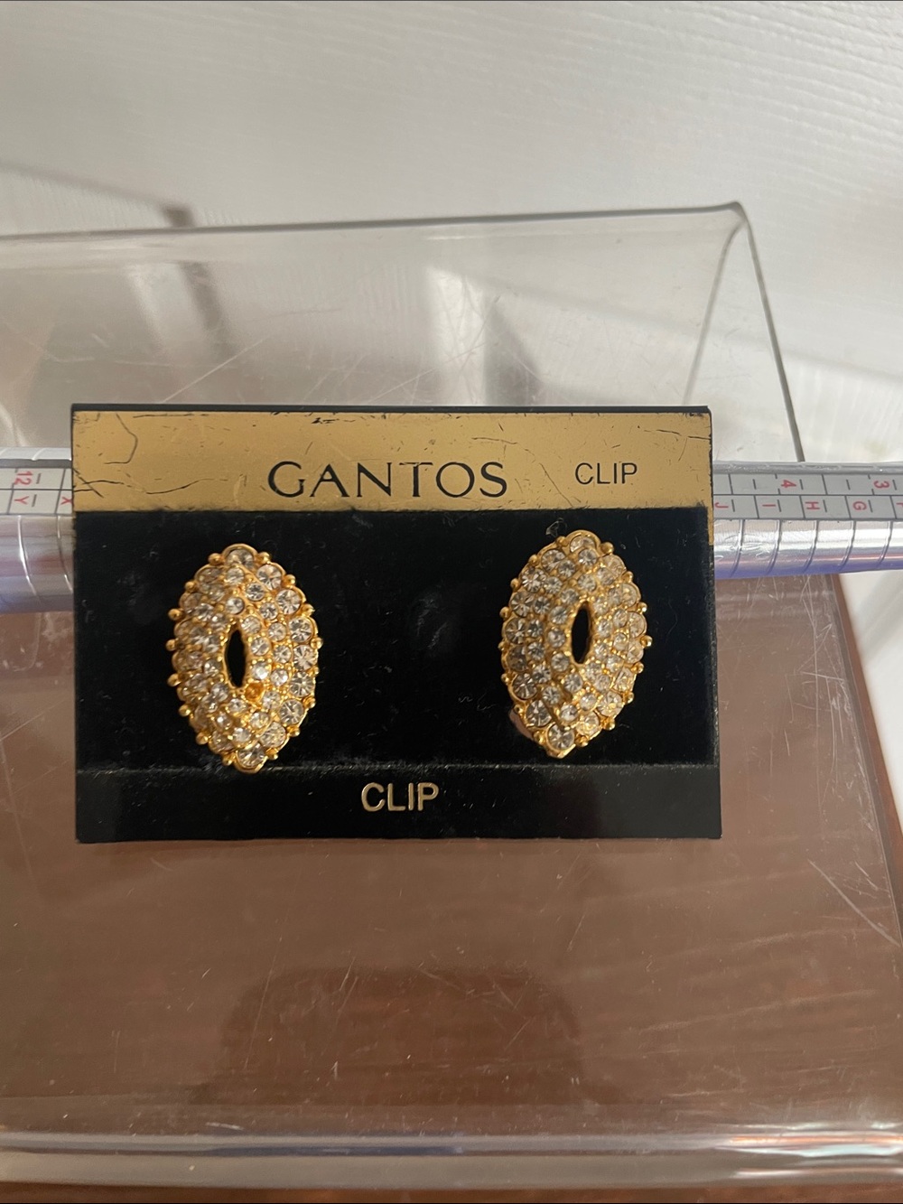 Gantos Gold Crystal Oval Clip-On Earrings